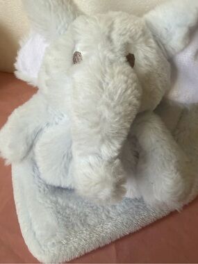 OEKO-TEX Standard 100 Soft Plush Elephant security blankie - Pale Blue